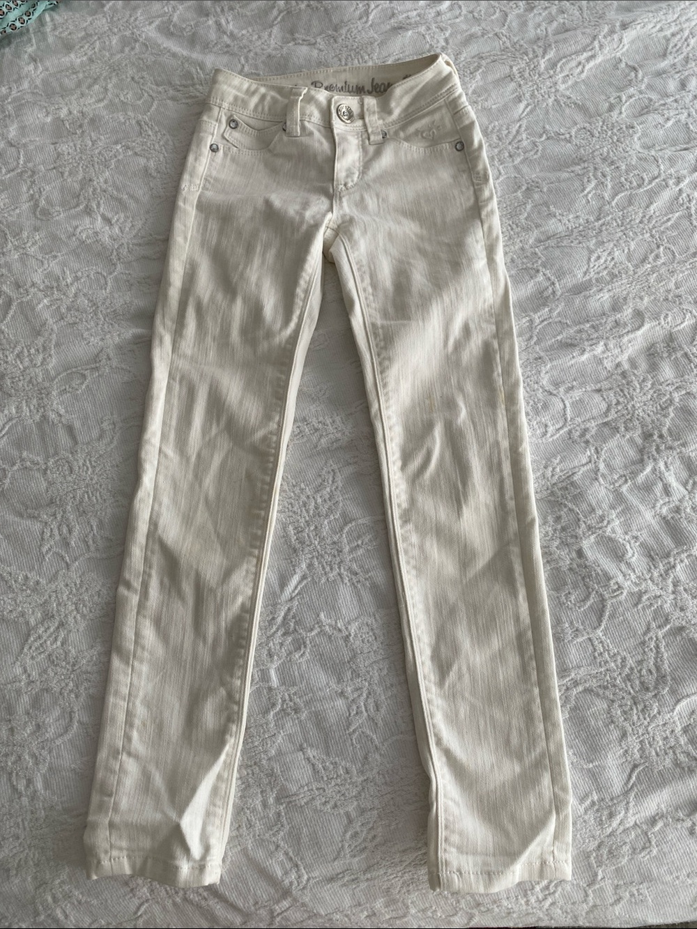 Justice Cream Skinny Jeans for Kids